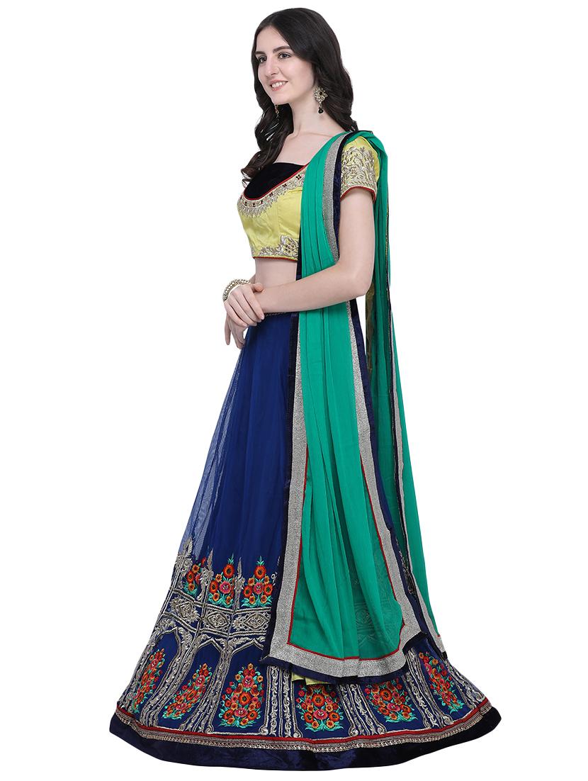 embroidered contrast lehenga - 16603809 - Zoom Image - 2