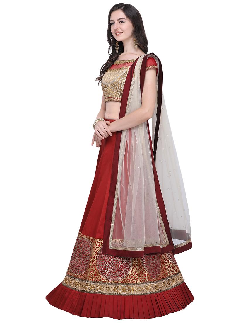 embroidered contrast lehenga - 16603810 - Zoom Image - 2