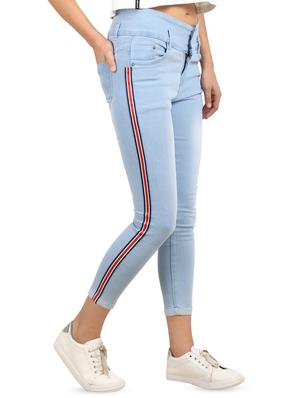 high rise side taped jeans - 16604152 - Standard Image - 2