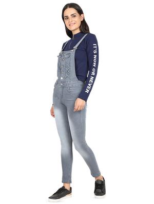 criss cross detail stone washed dungaree - 16604277 - Standard Image - 2