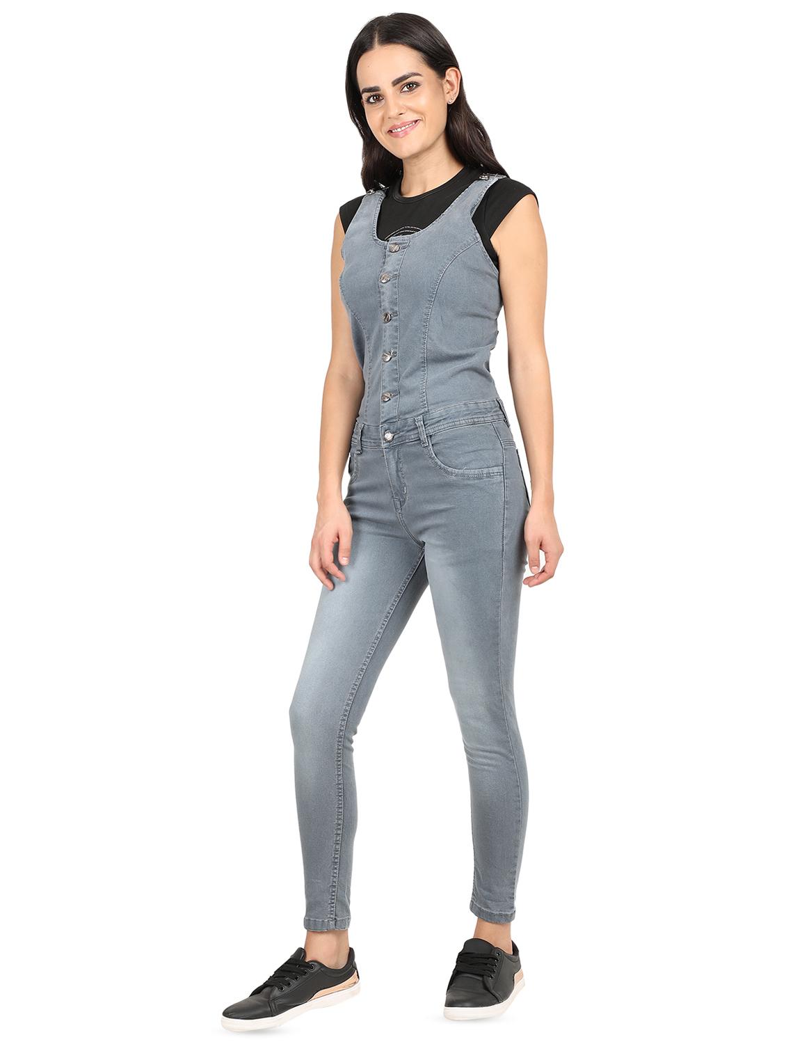 cut out detail stone washed dungaree - 16604281 - Zoom Image - 2