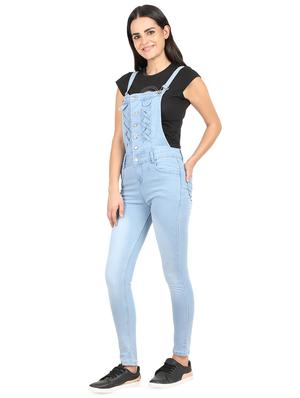 criss cross detail stone washed dungaree - 16604282 - Standard Image - 2