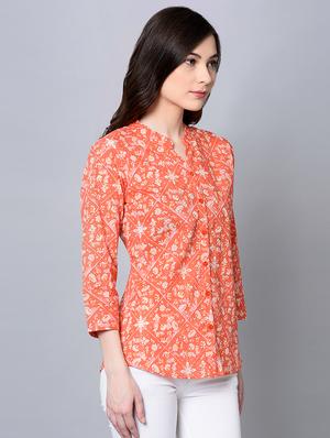 mandarin neck floral shirt - 16604444 - Standard Image - 2