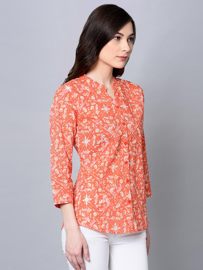 mandarin neck floral shirt - 16604444 - Zoom Image - 2