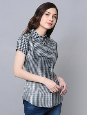 curved hem gingham checkered shirt - 16604445 - Standard Image - 2