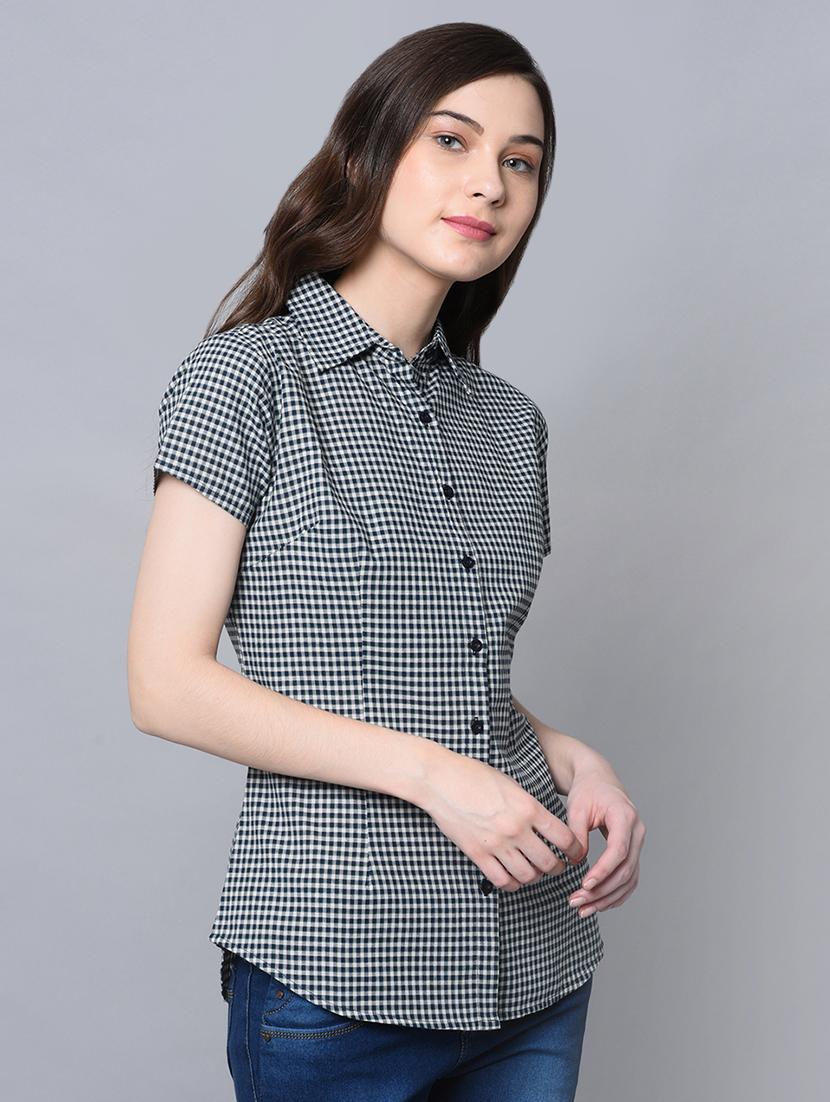 curved hem gingham checkered shirt - 16604445 - Zoom Image - 2