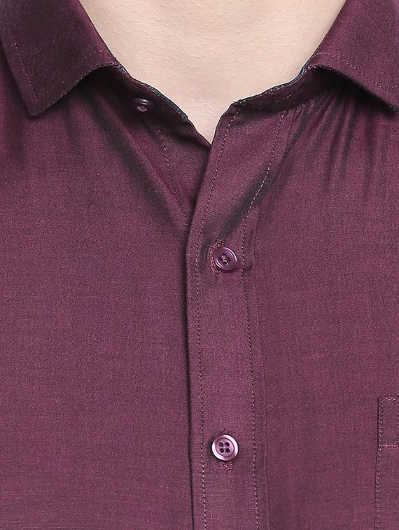 purple solid formal shirt - 16604460 - Zoom Image - 5