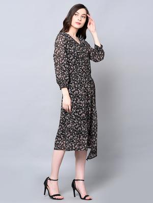 v-neck floral a-line dress - 16604596 - Standard Image - 2
