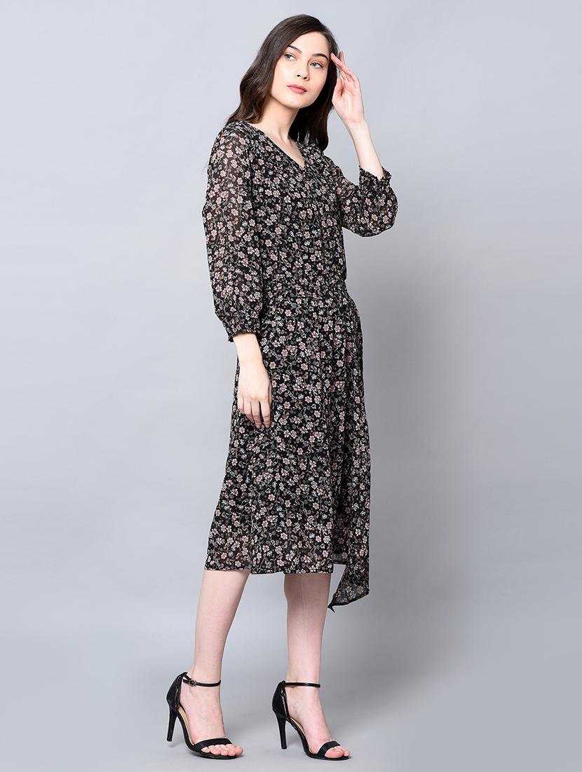 v-neck floral a-line dress - 16604596 - Zoom Image - 2