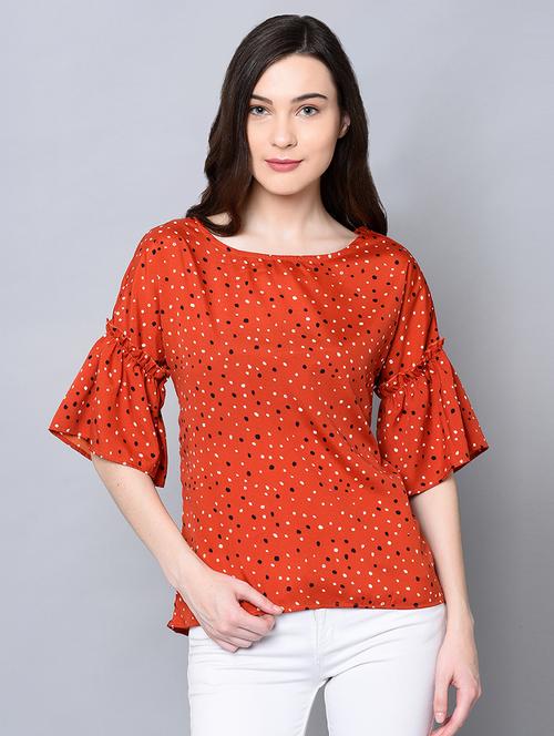 bell sleeved polka dot top - 16604610 - Very Small Image - 1
