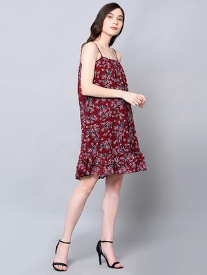 cami neck ruffled neck a-line dress - 16604629 - Standard Image - 2