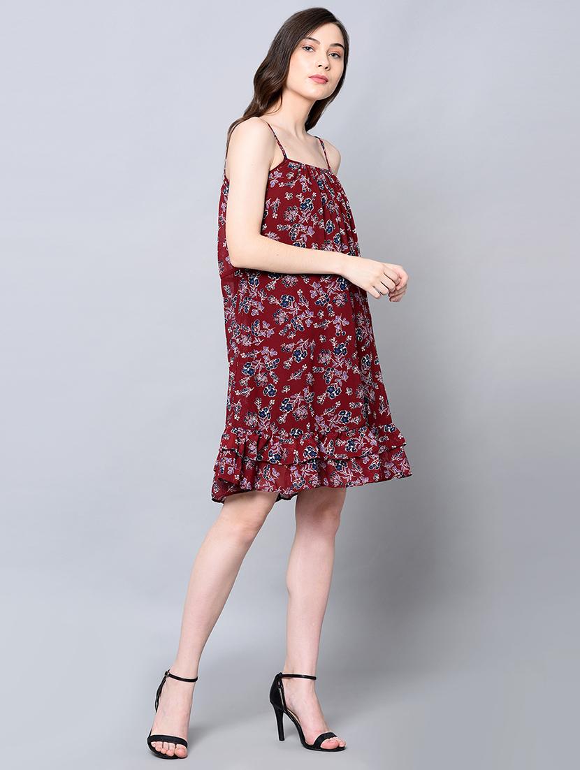 cami neck ruffled neck a-line dress - 16604629 - Zoom Image - 2