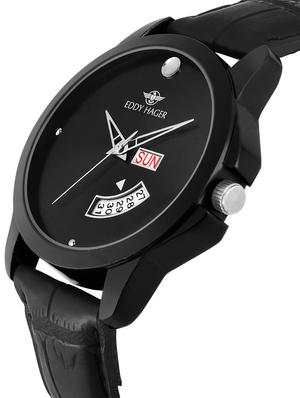 eddy hager round dial analog watch-(eh-150-bk) - 16604660 - Standard Image - 2
