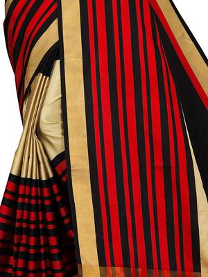 stripes printed saree with blouse - 16604694 - Standard Image - 2