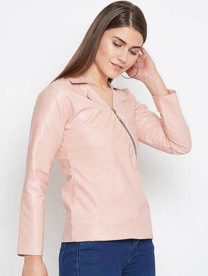 zipper detail leather jacket - 16604890 - Standard Image - 2