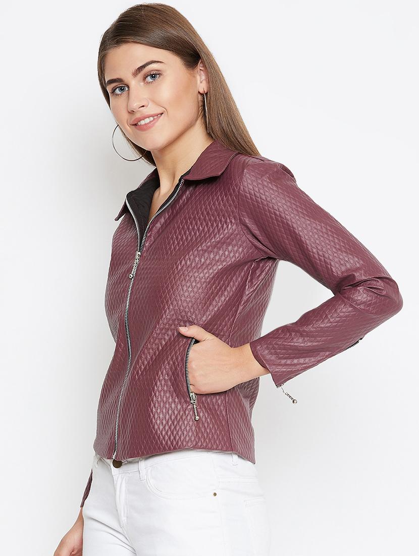 long sleeved leather jacket - 16604930 - Zoom Image - 2