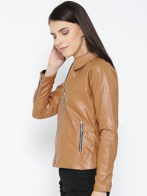 long sleeved leather jacket - 16605061 - Standard Image - 2