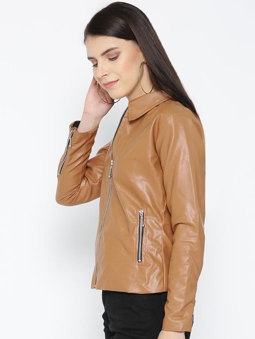 long sleeved leather jacket - 16605061 - Zoom Image - 2
