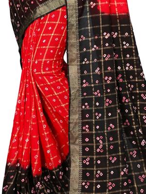 bandhani printed saree with blouse - 16605245 - Standard Image - 2