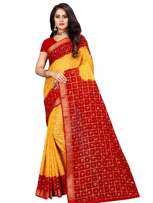 bandhani printed saree with blouse - 16605251 - Standard Image - 1