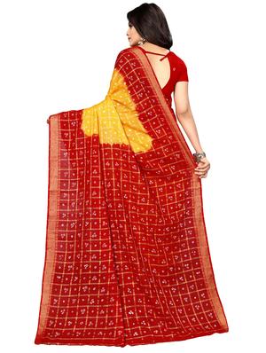 bandhani printed saree with blouse - 16605251 - Standard Image - 2