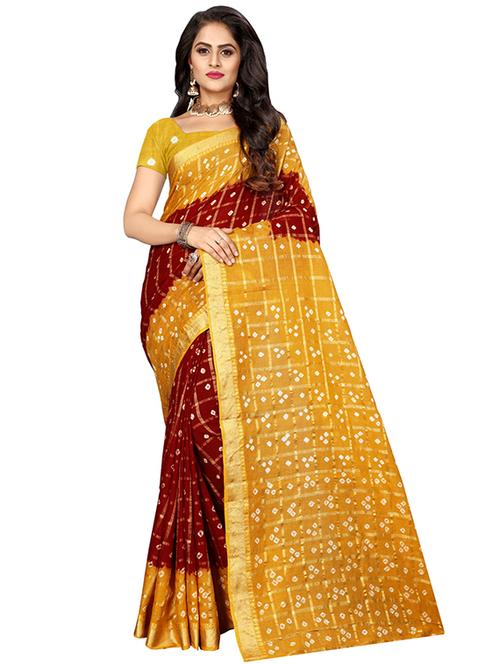 bandhani printed saree with blouse - 16605255 - Standard Image - 1