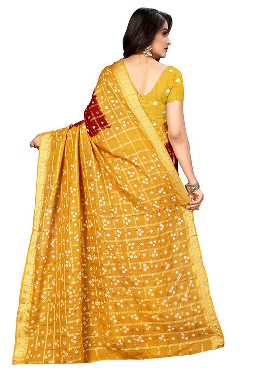 bandhani printed saree with blouse - 16605255 - Zoom Image - 2