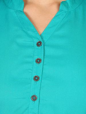 mandarin neck curved hem tunic - 16605440 - Standard Image - 5