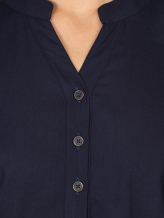 roll up sleeved mandarin neck top - 16605444 - Zoom Image - 5