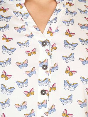 mandarin neck butterfly print top - 16605456 - Standard Image - 5