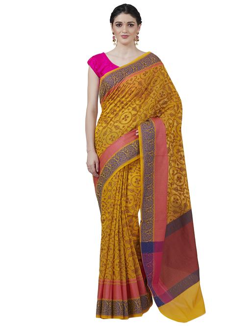 self-design banarasi saree with blouse - 16605524 - Standard Image - 1