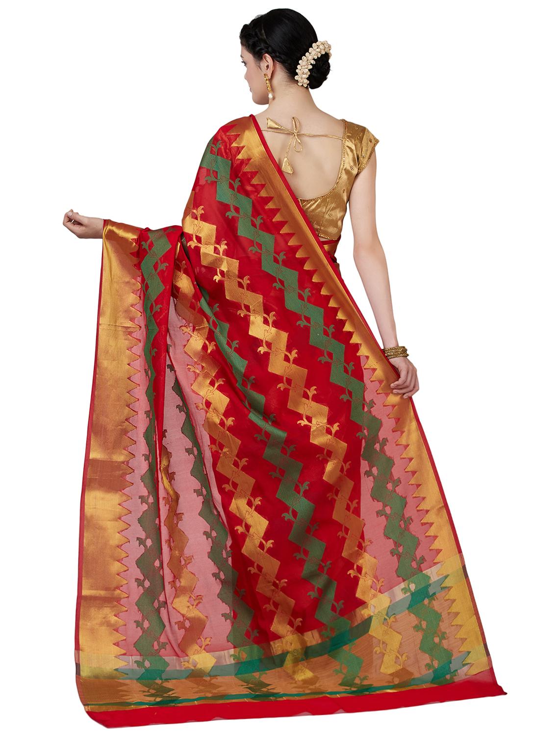 self-design banarasi saree with blouse - 16605525 - Zoom Image - 2