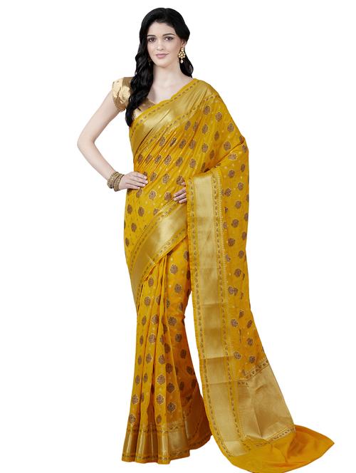 ethnic motif banarasi saree with blouse - 16605632 - Very Small Image - 1