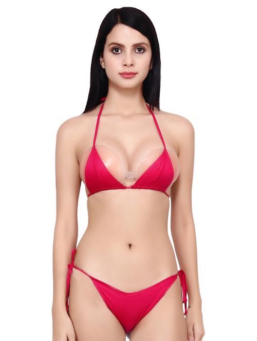 tie knot detail solid bikini - 16605694 - Standard Image - 1