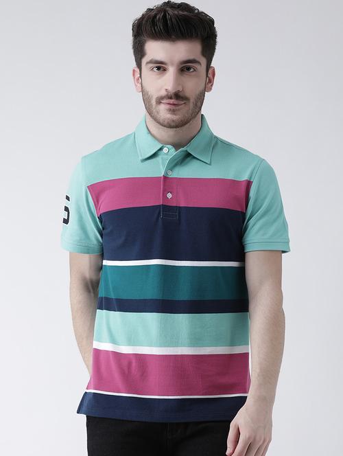 multi colored striped polo t-shirt - 16605765 - Standard Image - 1