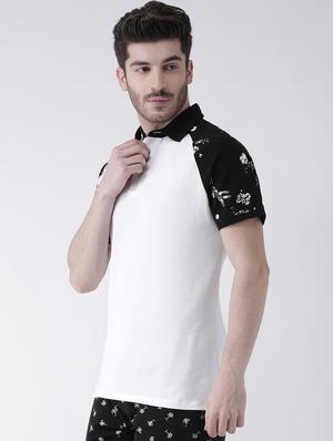 white printed collared t-shirt - 16605769 - Standard Image - 2