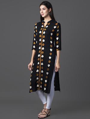printed straight kurta - 16605789 - Standard Image - 2