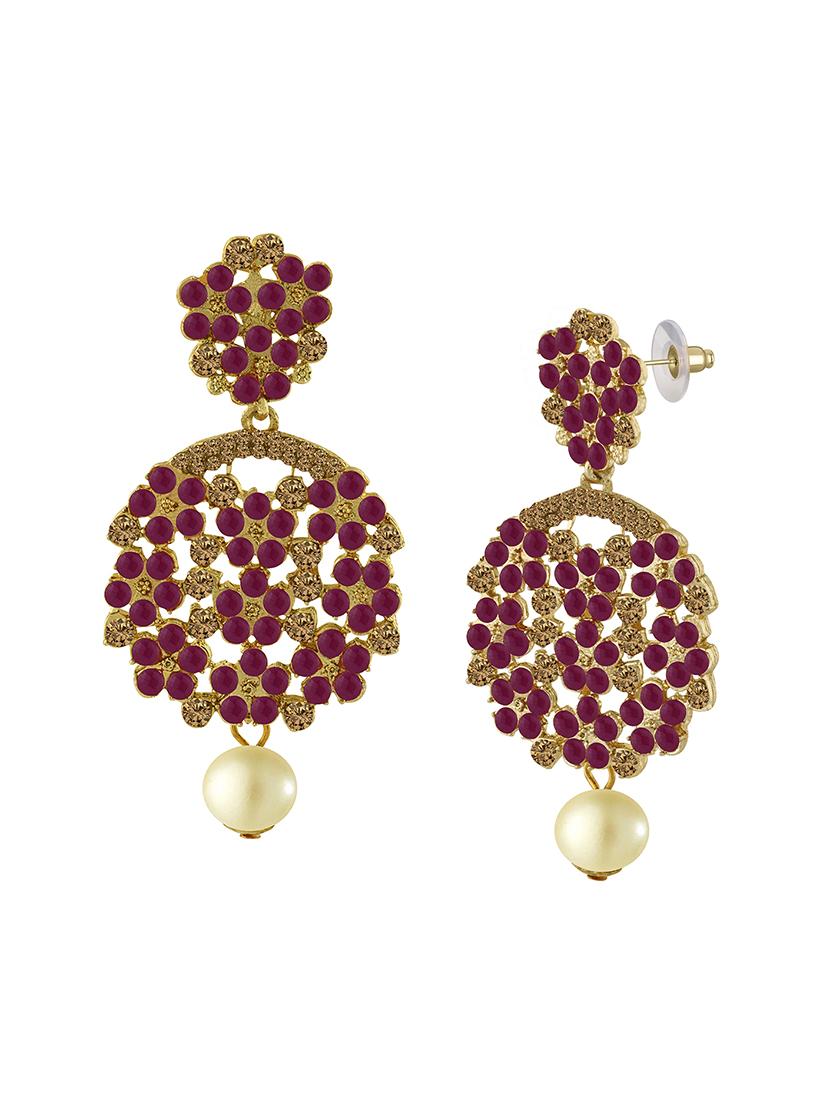 red metal drop earring maangtikka - 16605836 - Zoom Image - 2
