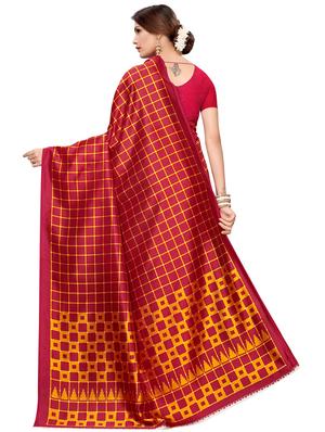 checkered printed saree with blouse - 16605857 - Standard Image - 2