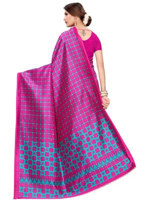 checkered printed saree with blouse - 16605858 - Standard Image - 2