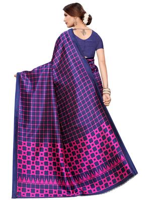 checkered printed saree with blouse - 16605859 - Standard Image - 2