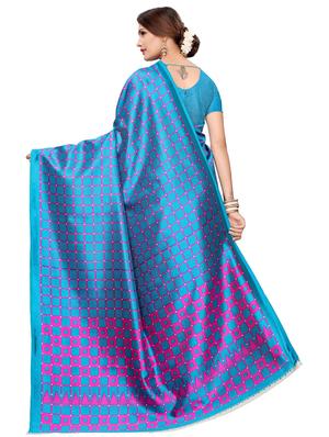 checkered printed saree with blouse - 16605860 - Standard Image - 2