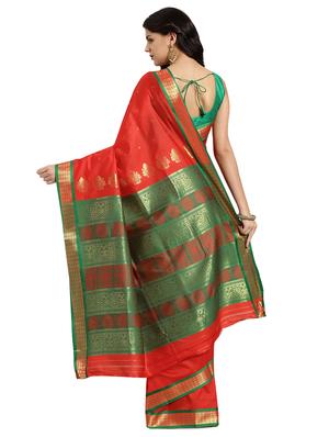 solid bordered saree with blouse - 16605957 - Standard Image - 2