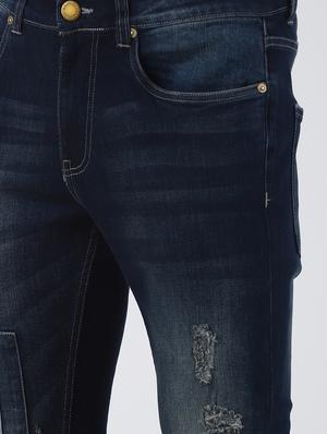 blue light washed distressed denim jeans - 16605990 - Standard Image - 5