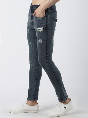 blue light washed distressed denim jeans - 16605995 - Standard Image - 2