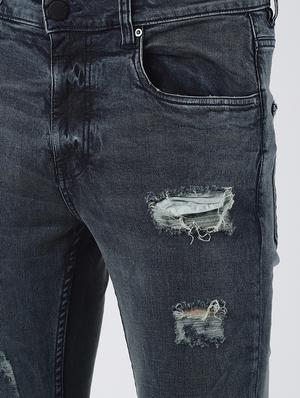 blue light washed distressed denim jeans - 16605995 - Standard Image - 5