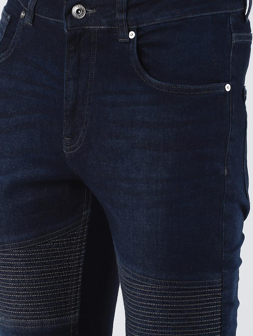 blue plain biker denim jeans - 16605996 - Zoom Image - 5