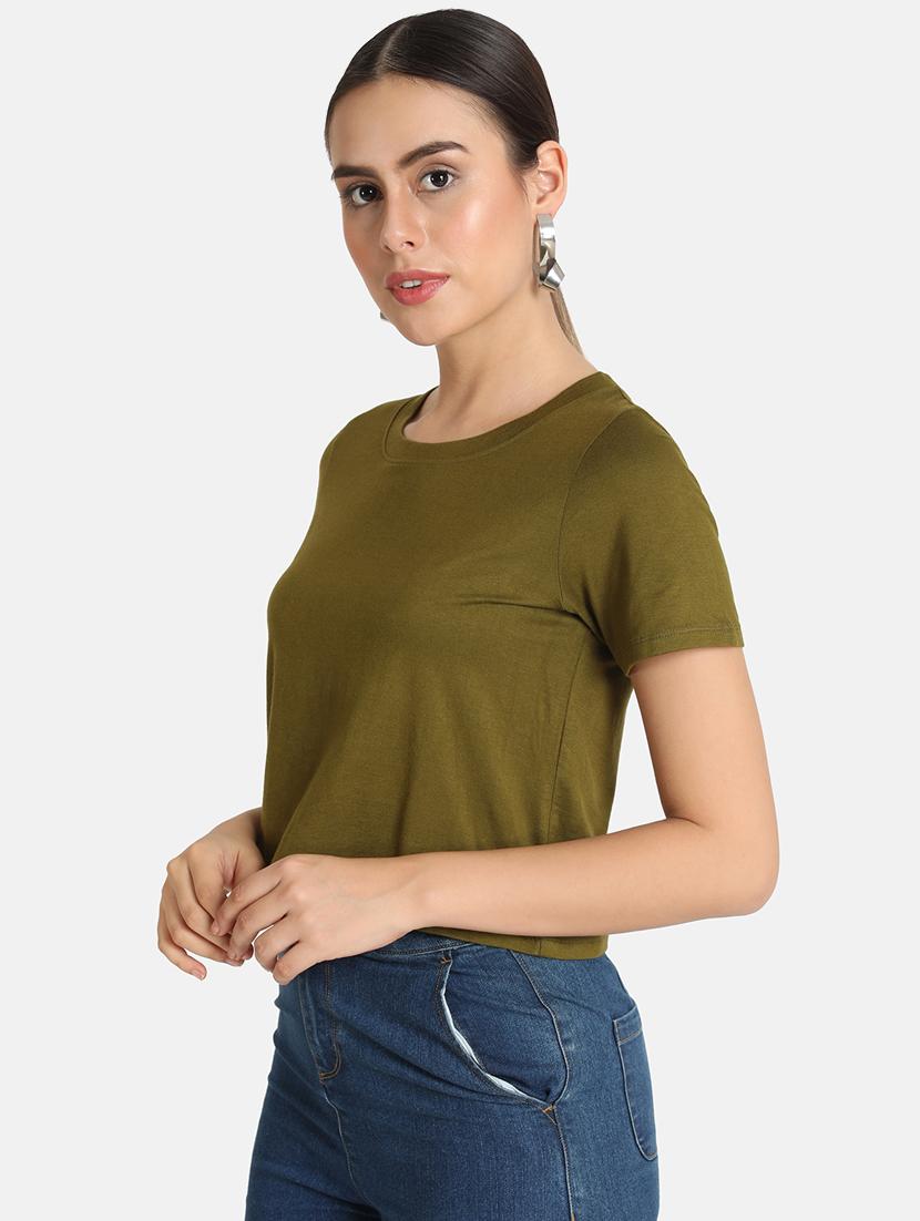 crew neck solid crop tee - 16606079 - Zoom Image - 2