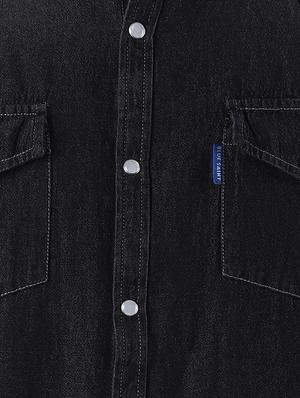 black faded denim casual shirt - 16606461 - Standard Image - 5