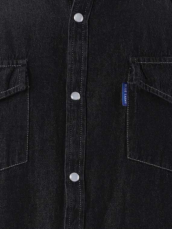 black faded denim casual shirt - 16606461 - Zoom Image - 5